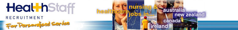 Nursing & healthcare jobs in Australia, New Zealand, Canada and Ireland.
