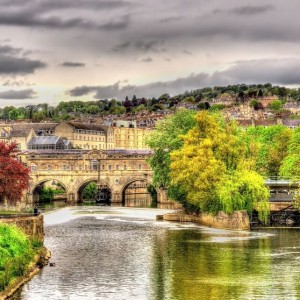 Scenery of Bath in England on an overcast day