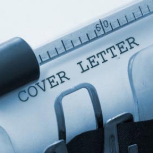 Typewriter with the words 'cover letter' written