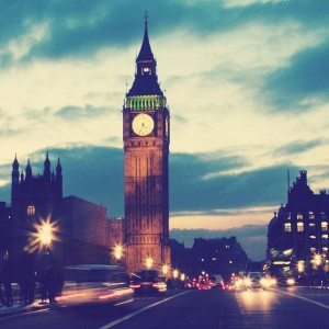 Big Ben at night time in the UK