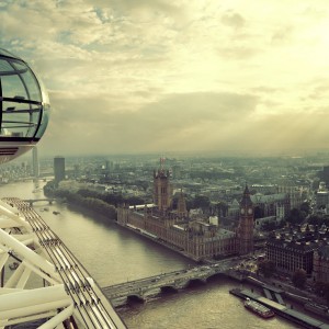 The London Eye overlooking the main city