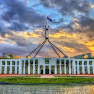 Parliament House in the evening. Canberra, Australia