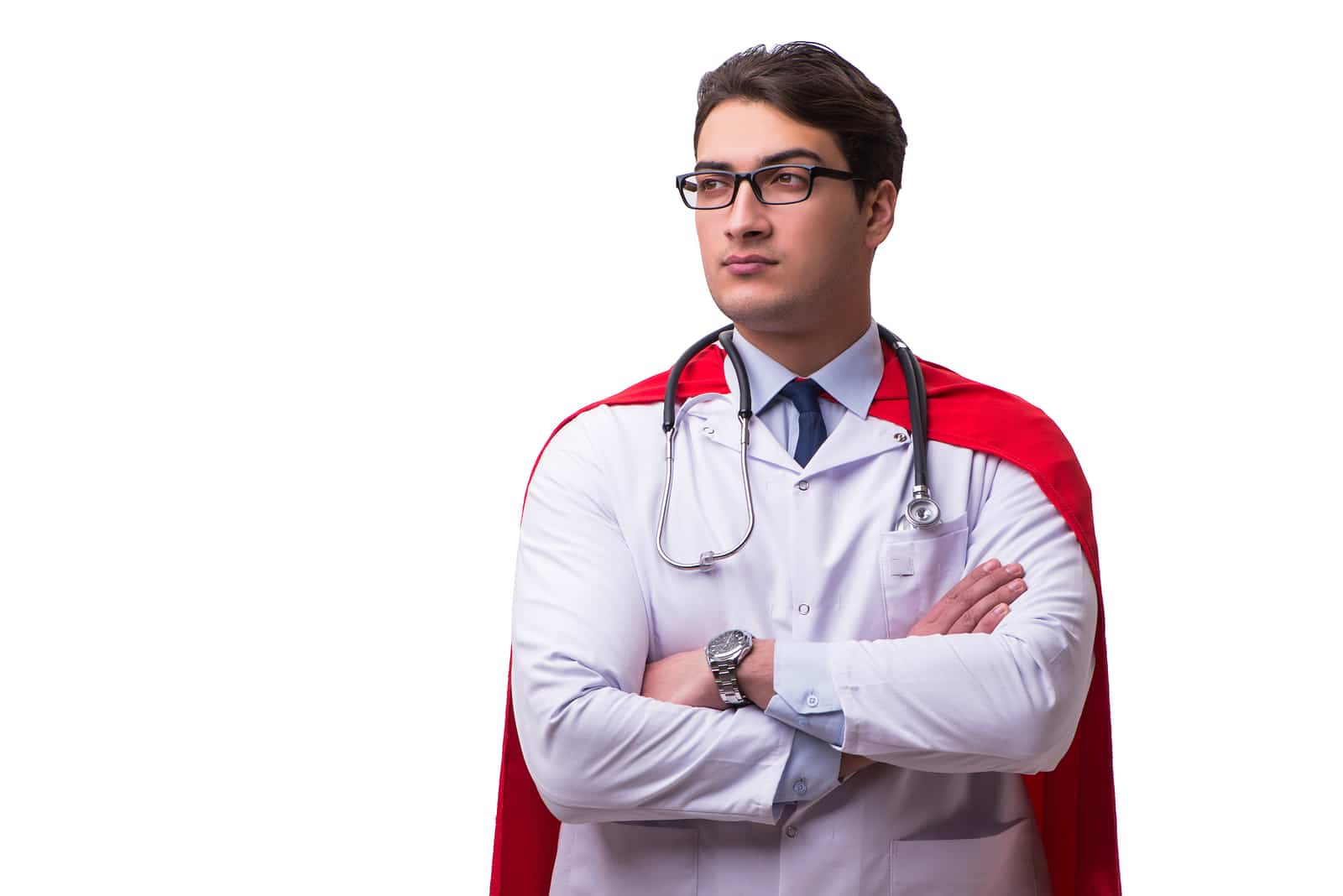 super hero doctor with red cape