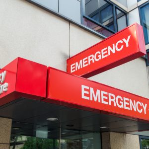 Hospital emergency room sign outside an Australian hospital